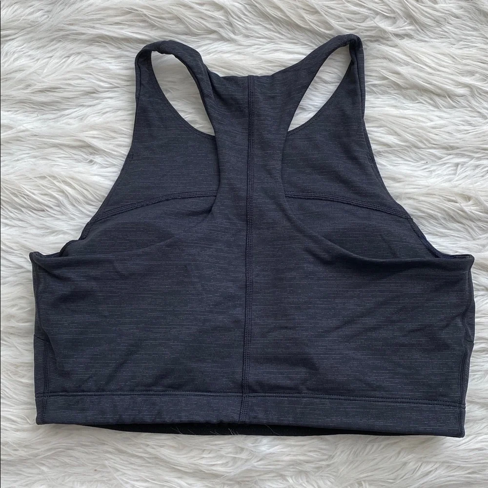 Outdoor Voices | Techsweat Crop Top Charcoal High-Neck Racerback Sports Bra